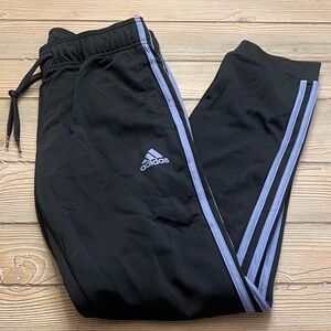 Adidas Kids Black Joggers with Gray Stripes